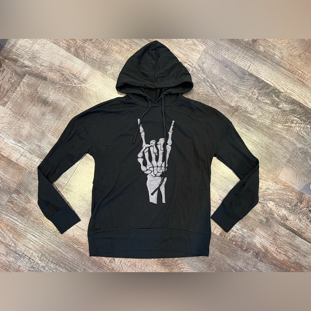 Rock On Skeleton Hand Hoodie